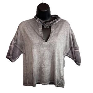 G-Star Raw Women's Medium Cropped Distressed V Neck Loose Fit Tee Sz XS